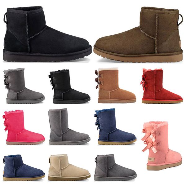 

warm women classic shoes snow boots ankle short bow fur boot for winter chestnut black grey red size 36-41 fashion outdoors good quality