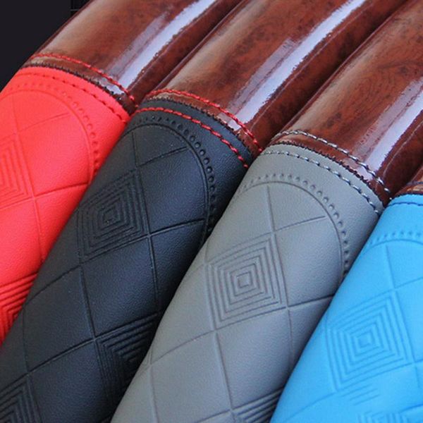 

steering wheel covers voor truck elastische band zonder binnenring auto lederen stuurwiel gevlochten auto-interieur wiel cover accessoires