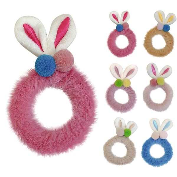 

hair accessories women fashion plush tie head rope ponytail holster bands headband, Slivery;white