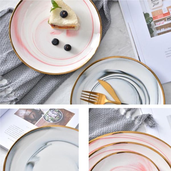 

inch dishes plate phnom penh ceramics marble dessert tray snack kitchen tableware (cherry pink) & plates