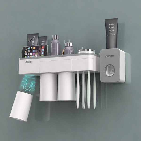 

glass suit toothbrush holder magnetic sucker brush cup storage tooth set box couple toothpaste dispenser holders