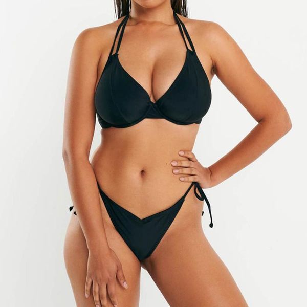 

one-piece suits 2022 summer women two piece swimsuit arrival bikini set large beasted swimwear solid color bathing suit beachwear