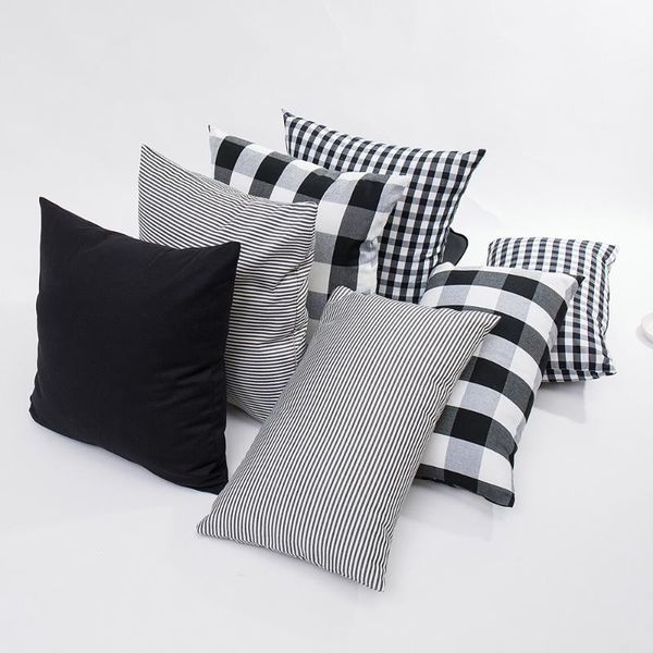 

cushion/decorative pillow throw case black and white sofa 45x45/30x50cm plaid decorative cover home el cushion