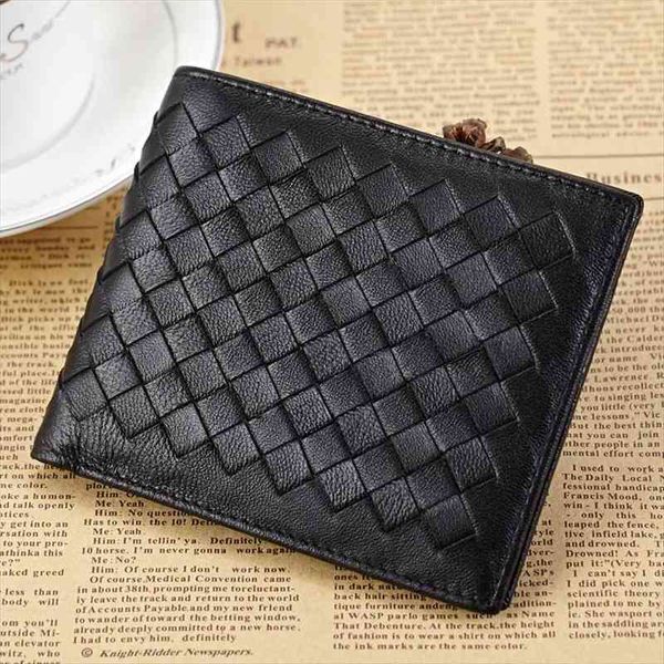 

south goose genuine leather wallets mens short wallet sheepskin knitting business purse credit card holders, Red;black