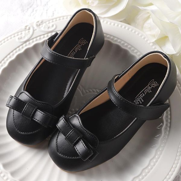 

to 10 year elegant girl shoes princess party dance shoe fashion bow child for kid student leather show 2021 flat, Black;grey