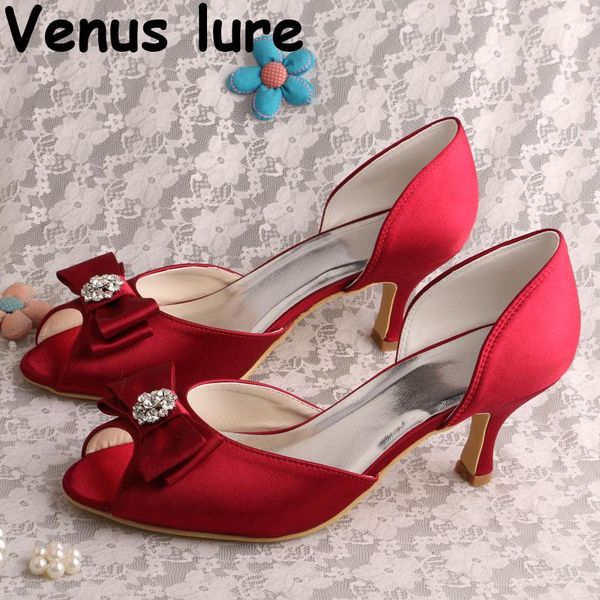 

dress shoes lure mid heel burgundy for wedding bow pumps peep toe, Black