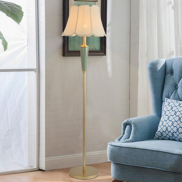 

floor lamps modern chinese style ceramic minimalist standing lamp for living room bedroom light with fabric lampshade