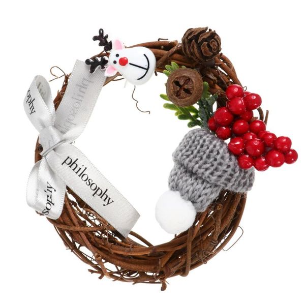 

1pc wreath festive creative decorative portable pendant mini rattan hanging for christmas party flowers & wreaths