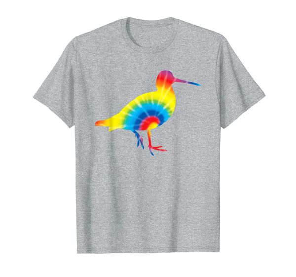 

tie dye curlew rainbow print wader bird hippie peace gift t-shirt, White;black