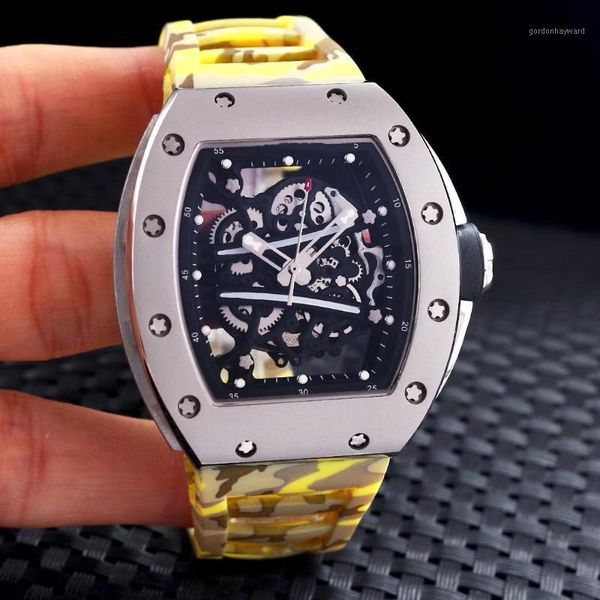 

wristwatches black blue rubber men watch sapphire automatic mechanical silver yohan blake limited stainless steel tpt skeleton, Slivery;brown