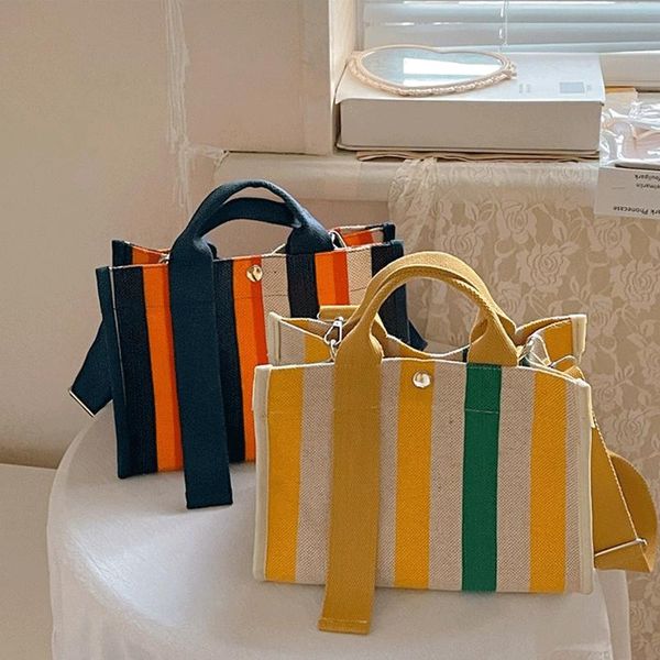 

evening bags rainbow striped shoulder bag canvas small tote women square shape messenger casual handbag travel mommy handbags