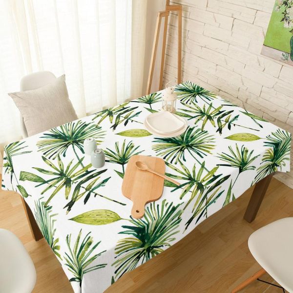 

table cloth green tropical plant palm leaves print dining chair cover kitchen tablecloth modern home decor manteles