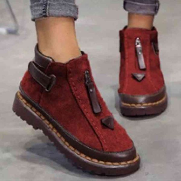 

dress shoes 2021 female thick bottom casual platform boots booties women british style hook loop ankle zapatos mujer l8pt, Black