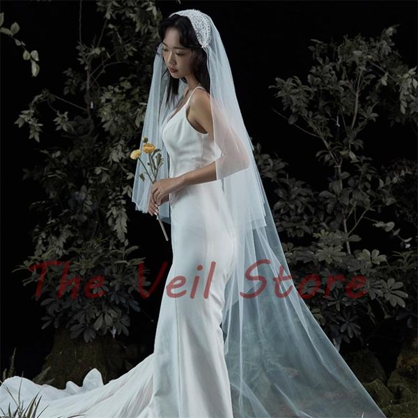 

bridal veils long cathedral wedding accessories for brides 2t lace tulle vintage juliet cap veil velo sposa de novia largo ivory, Black