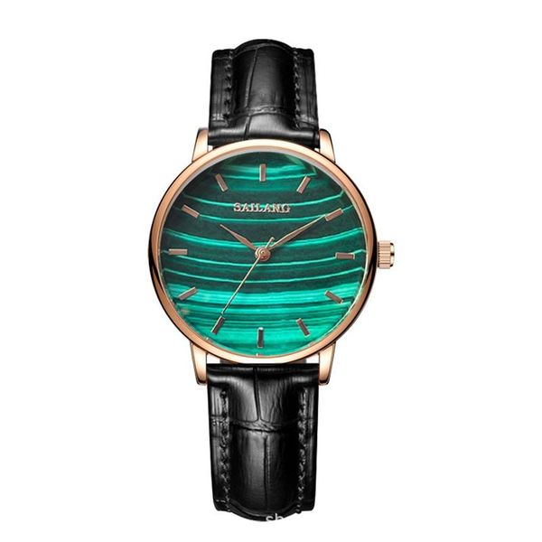 

wristwatches fashion ladies casual watch green dial italian retro cowhide strap life waterproof quartz, Slivery;brown