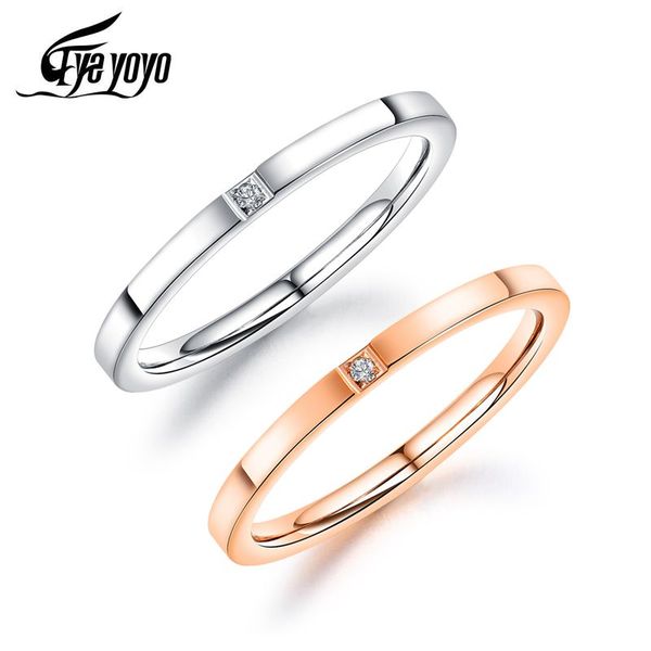 

eyeyoyo cubic zirconia mini wedding ring s rose gold 316l steel women accessories jewelry rings, Slivery;golden