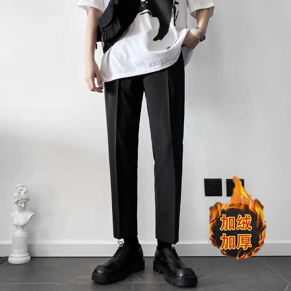 

men's pants winter plus velvet suit slim fashion business black casual men wild korean straight dress mens s-3xl 5zfq