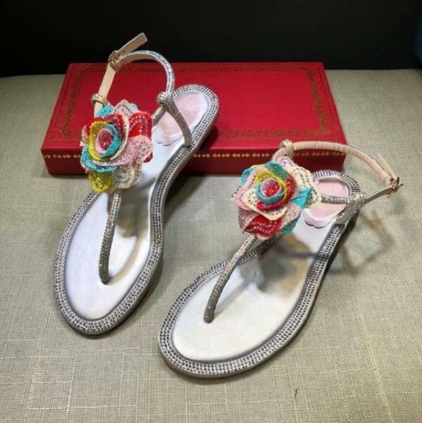

rhinestone floral sandalias mujer 2021 flat sandals women summer leather sandalia feminina casual shoes zapatos de, Black
