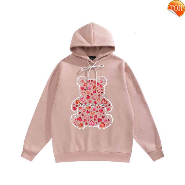 

plush off wireik men's wear bear hoodie oversize loose version, Black