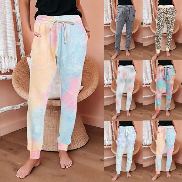 

women's pants & capris women sweatpants casual loose leggings elastic waist activewear jogger pockets tie dye fitness trousers streetwe, Black;white