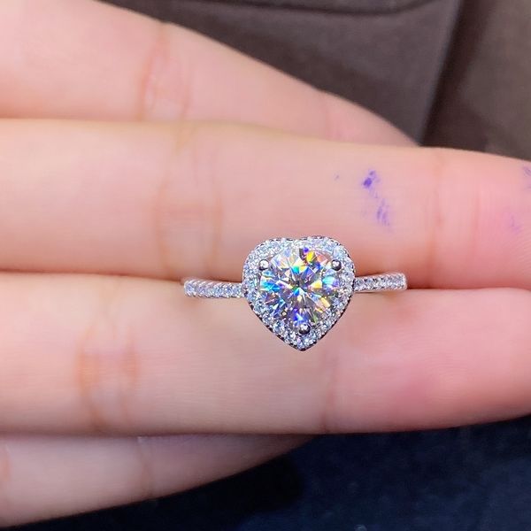 

promise heart lab moissanite promise ring 925 sterling silver engagement wedding band rings for women bridal fine jewelry gift, Slivery;golden