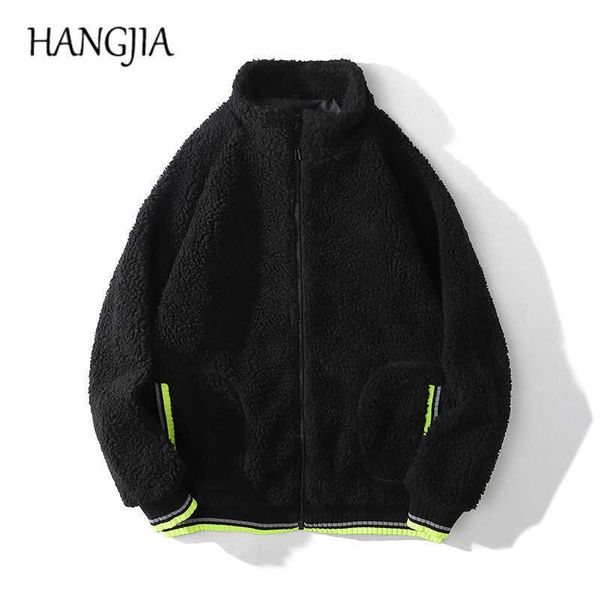 

mens sherpa fleece pullovers hoodies fashionable streetwear men hoodie thicking women autumn and winter warm hoody outwear c0607, Black