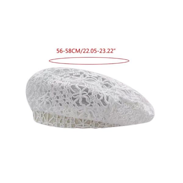 

berets 50pf cotton beret hats womens crocheted flower beanie lightweight cutout knit fashion hand-made cap, Blue;gray