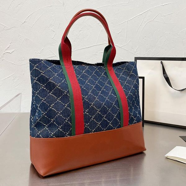 

ophidia denim tote bag embroidery canvas beach shopping handbags leather patchwork shoulder handbag luxurys designers bags