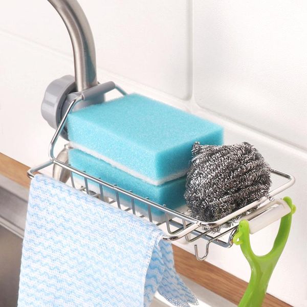 

stainless steel kitchen sink organizer faucet storage rack drain basket home organization and accessories &
