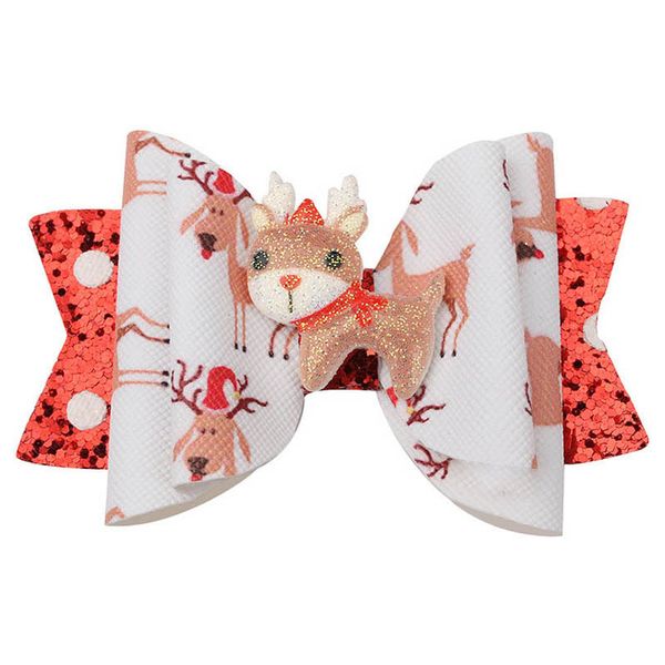 

christmas girls hair accessories hairclips baby bb clip kids barrettes clips ribbon childrens bow party headdress bows ornament b8519, Slivery;white