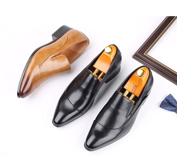 

fashion male shoes luxury oxford men dress leather prints lace up wedding office business formal designer shoe, Black