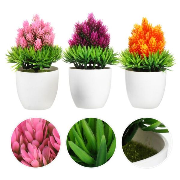 

3pcs simulation mini plant home decoration potted artificial green decorative flowers & wreaths