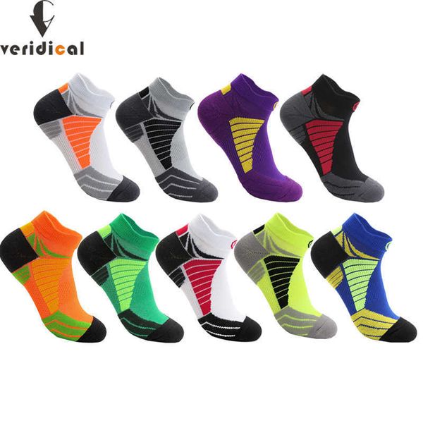 

5 pairs/lot sports socks men professional basketball running towel bottom anti-slip boat outdoor breathable cotton hiking 210727, Black