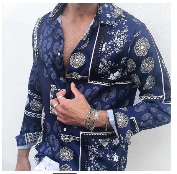 

men's casual shirts clothing 2021 spring autumn fashion printing all-match shirt long sleeve lapel camisas para hombre, White;black