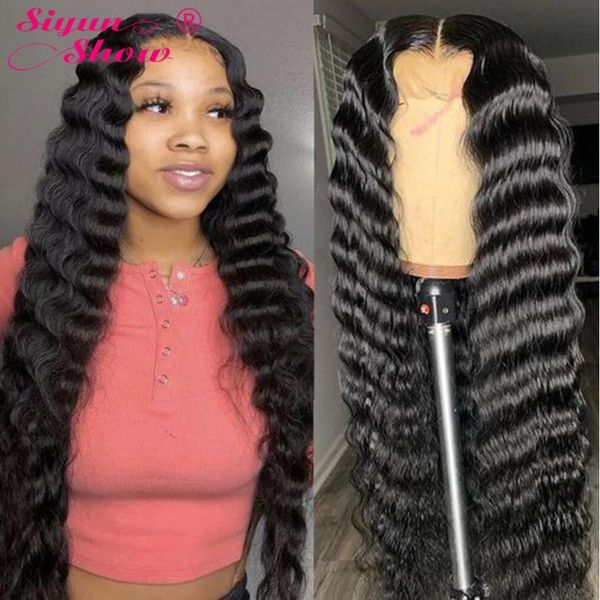 

lace wigs loose deep wave wig 250 density 4x4 closure brazilian human hair for black women pre plucked curly, Black;brown