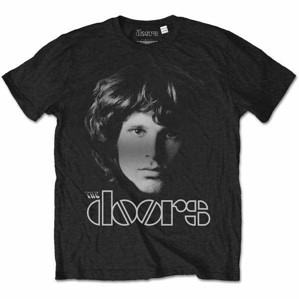 

The doors jim halftone official t-shirt men unisex, White;black