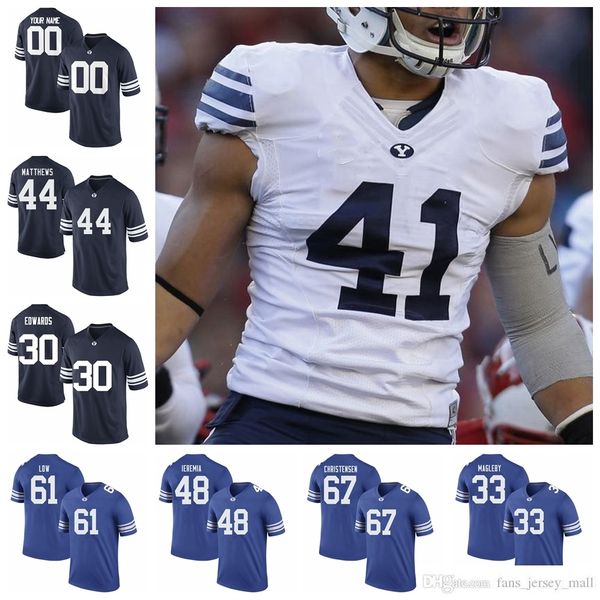 

ncaa byu cougars college football jerseys 9 jim mcmahon jersey 32 dennis pitta emmanuel esukpa dax milne baylor romney jerseys custom stitch, Black