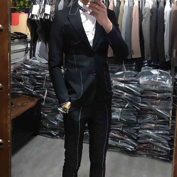 

men's suits & blazers korean black menswear, suit, evening 2 pieces, spring 2021, White;black