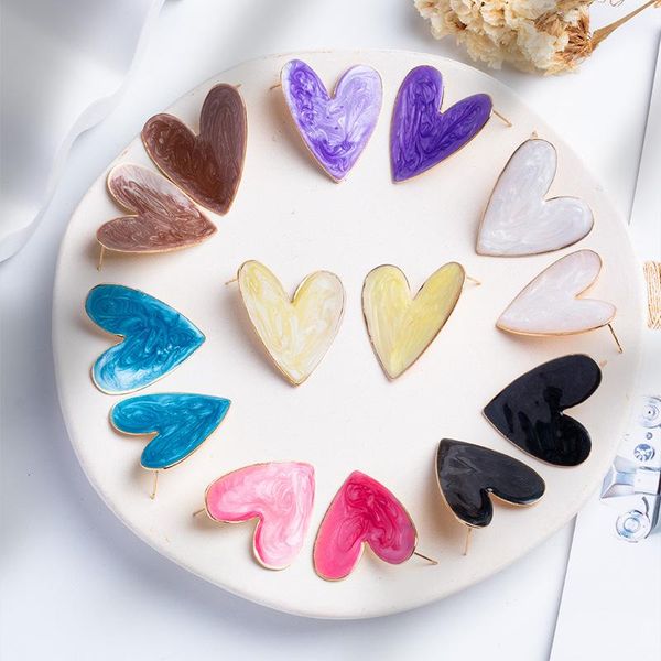 

dangle & chandelier folding heart stud earrings for women colorful pattern graffiti bridesmaid gift anniversary jewelry love, Silver