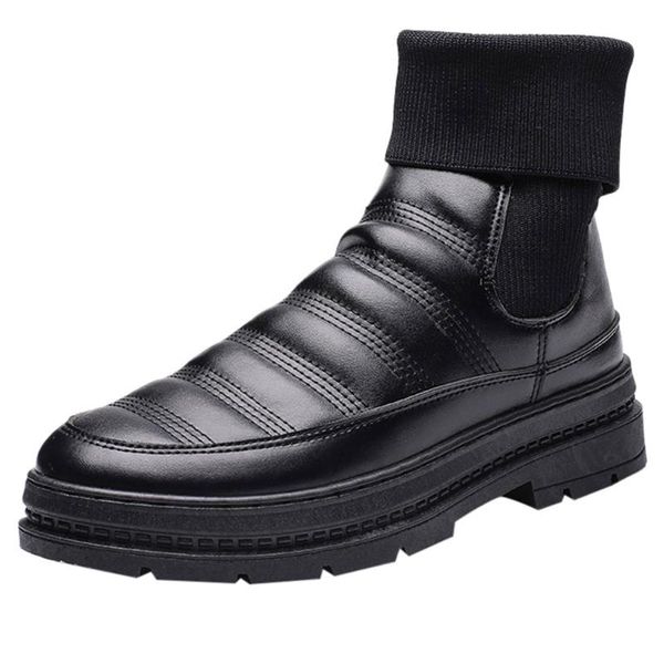 

boots winter men's waterproof warm shoes wear thick and velvet listing 2021, Black