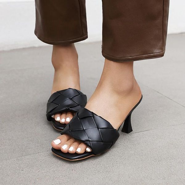 

sandals blxqpyt fashion elegant women 2021 high heels peep toe slippers wedding party summer shoes zapatos de mujer 2158, Black
