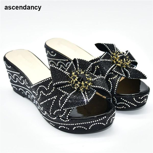 

dress shoes nigerian party pumps women slippers platform 2021 sandals without bag super high heels italian wedding for, Black