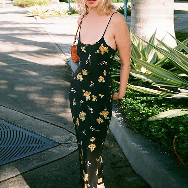 

casual dresses donsignet fashion women's dress summer v-neck pullover solid color printing halter strap woman, Black;gray