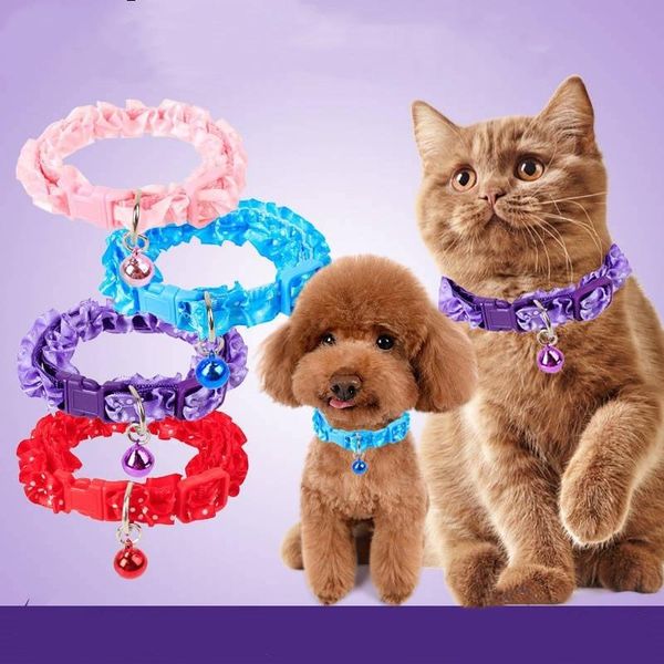 

cat collars & leads pet dog collar nylon strap bell adjustable buckle puppy necklace small safe leash accessories