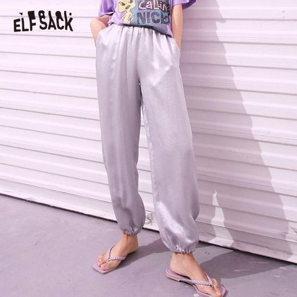 

women's pants & capris elfsack gray solid minimalist straight casual women trousers 2021 summer elf green pure high waist korean ladies, Black;white