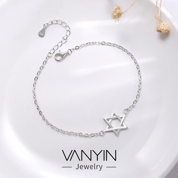 

link, chain six star bracelet s925 sterling silver, Black