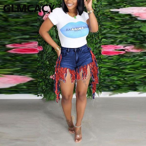 

women's jeans women tassels detail denim shorts chic streetwear, Blue