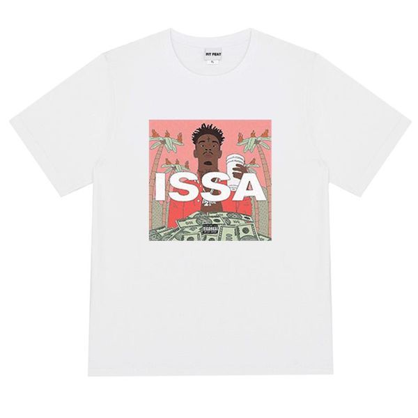 

men's t-shirts 21 savage issa t-shirt men women hiphop oversized vintage summer skatedboard fashion streetwear, White;black
