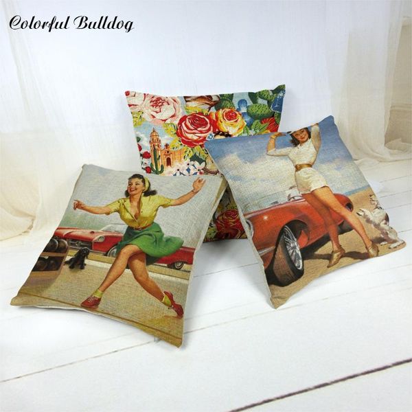 

cushion/decorative pillow handmade cushion cover charming women pin up cojin decorations for bedroom living room house 45*45cm autumn throw