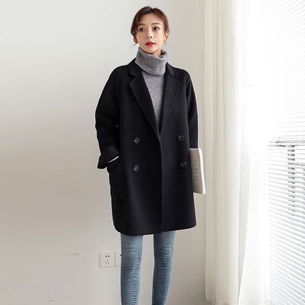 

casual dresses winter coat women's jackets double long sleeves breasted fashions suit loose elegant black outwear 8bna, Black;gray